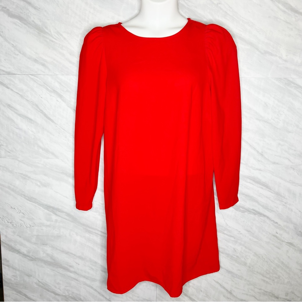 H&M Red Puff-sleeved Dress Large